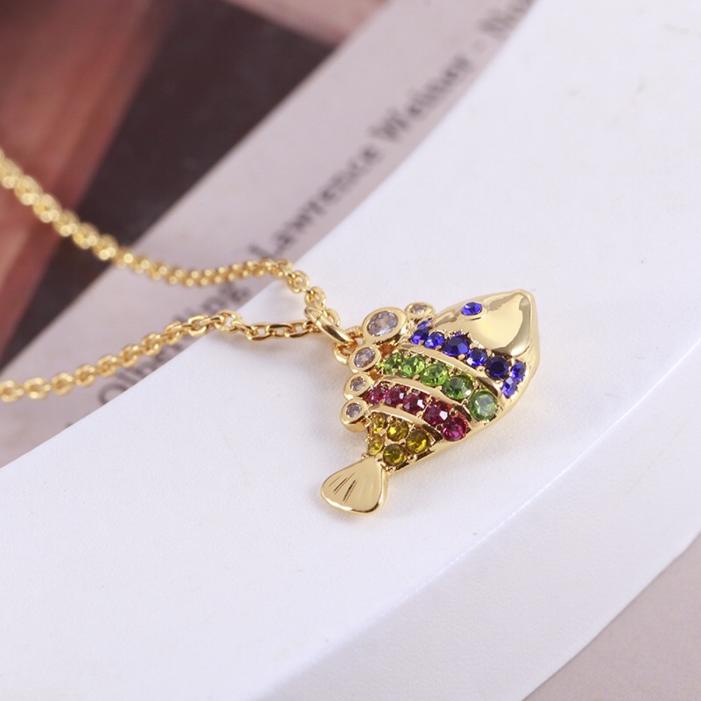 Kate Spade Cute Colorful Crystal Fish Necklace with Pearl Accents